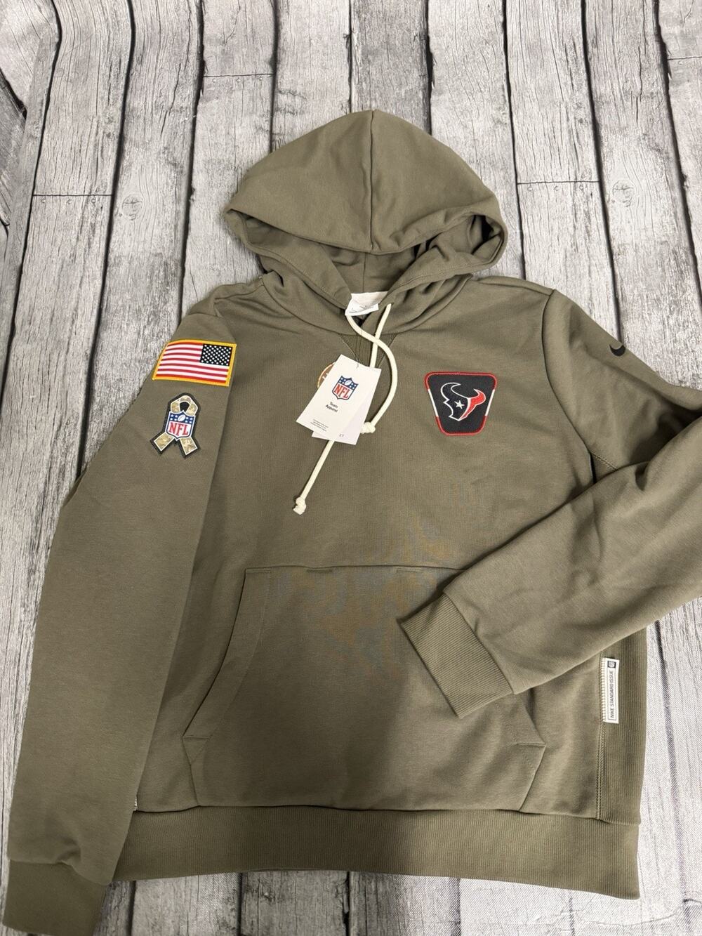 NWT Women's Nike Olive Houston Texans 2025 Salute to Service Sideline Hoodie LG